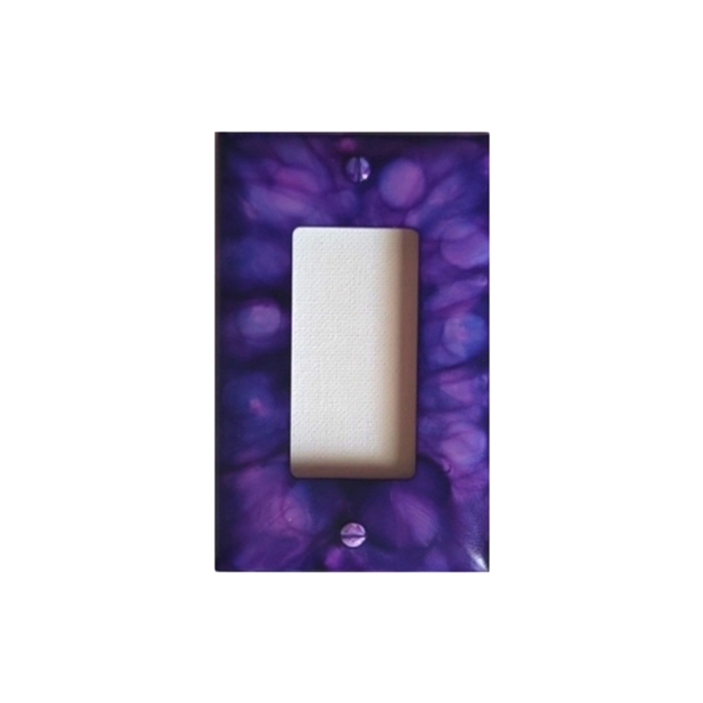 Hand Crafted Purple Abstract Design Single Rocker Cover Plate - Picture 2 of 2
